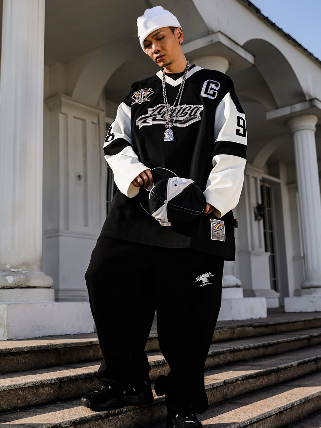 ACUSA | Color Block Oversized Hockey Sweatshirt With Hand Sew Patches - PSYLOS 1, ACUSA | Color Block Oversized Hockey Sweatshirt With Hand Sew Patches, Tops, ACUSA, PSYLOS 1
